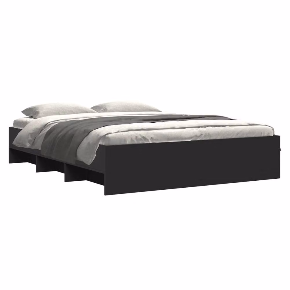 Berkfield Home King Size Bed Frame in Black Engineered Wood, W/D/H: 150 x 200 cm – 3