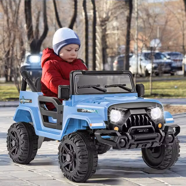 Costway Blue Electric Ride On Truck Toy Vehicle with Light and Sound and Rechargeable Battery