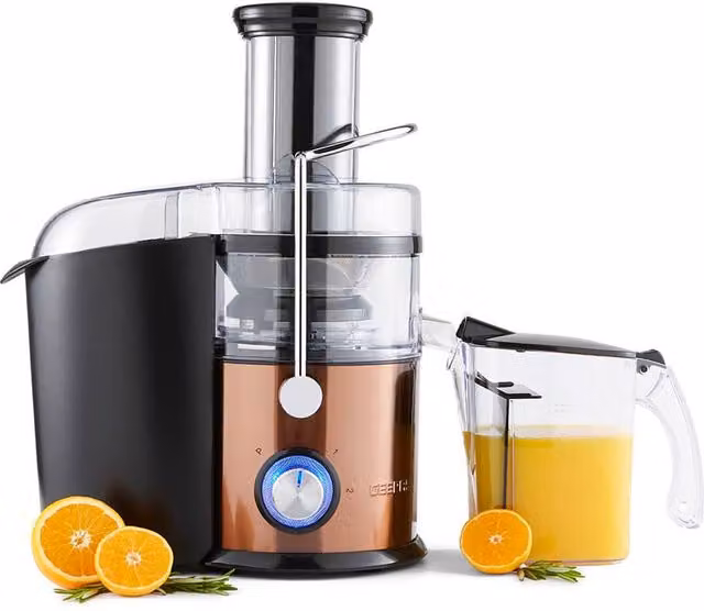 Geepas 800W Centrifugal Juice Extractor in Brown and Silver with Stainless Steel Components, 1L Juice Container and Pulse Function – 1