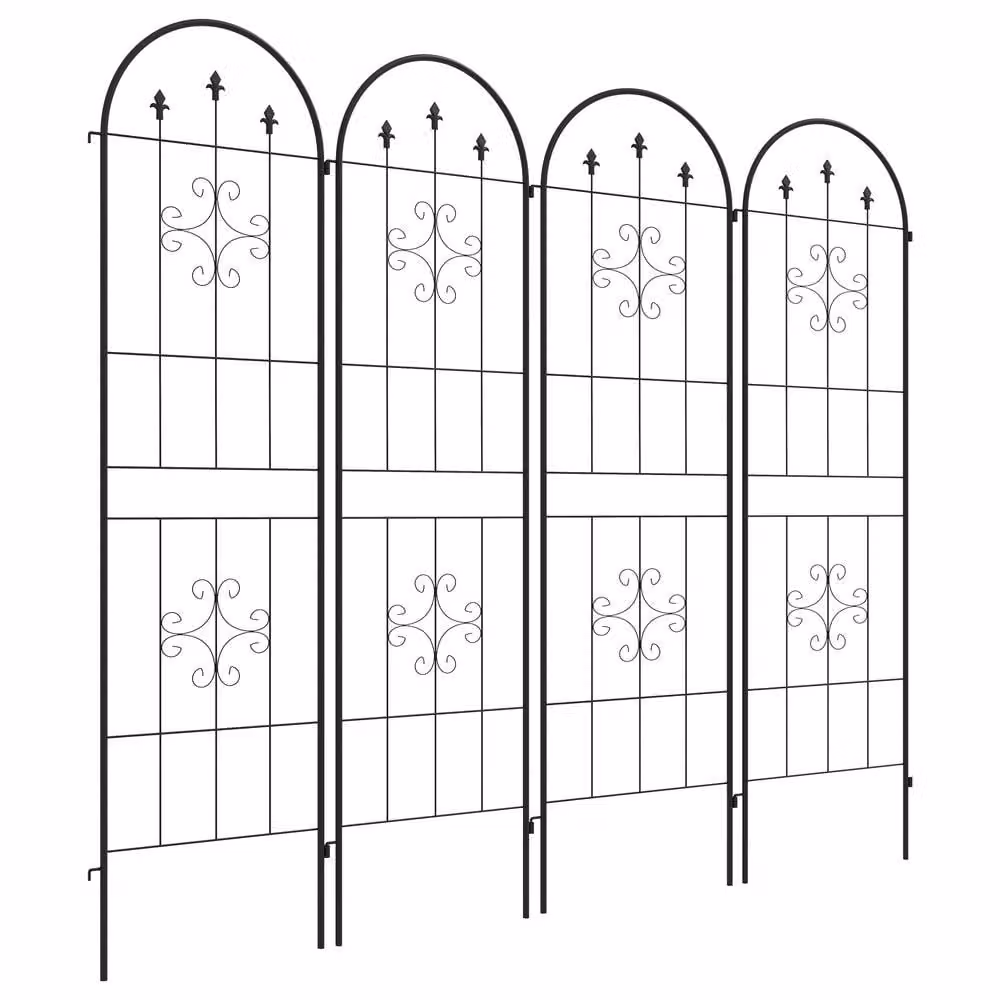 OUTSUNNY Set of 4 Black Metal Trellis Supports for Climbing Plants, Arrow Design, H 180 cm x W 50 cm – 2