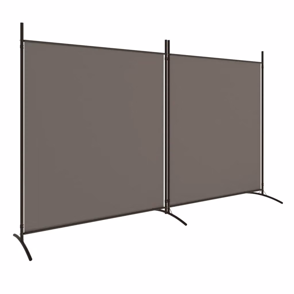 Berkfield Home 2-Panel Anthracite Room Divider with Black Fabric, W: 348 cm, H: 180 cm – 2
