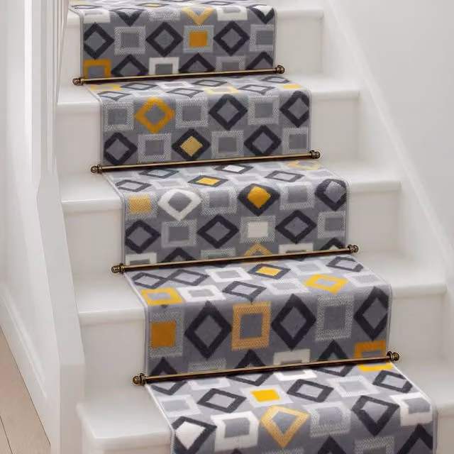 Bravich Modern Geometric Print Hallway Runner in Grey