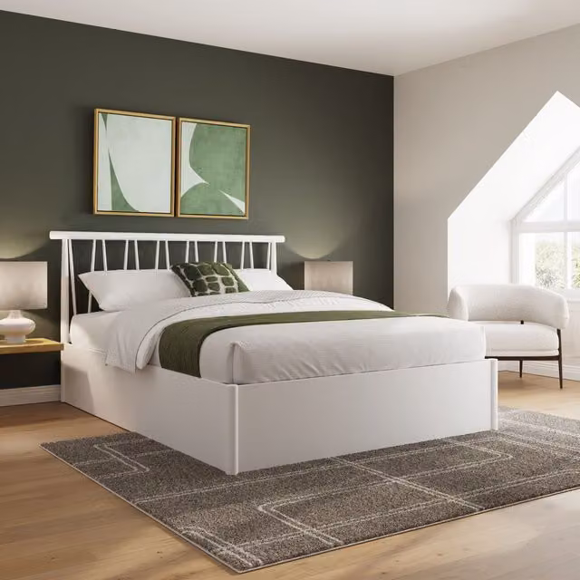 GFW Fusum White Spindle Ottoman Bed Frame, King Size, 180 x 200 cm – 2