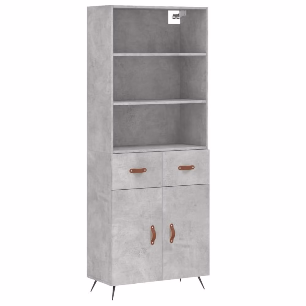 Berkfield Home Highboard in Concrete Grey, W/D/H: 69.5 x 34 x 180 cm – 3