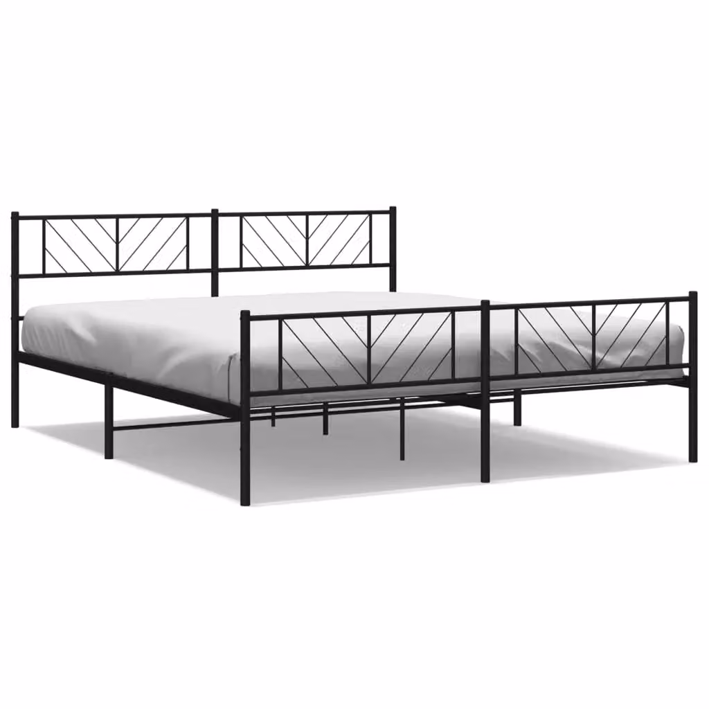 Berkfield Home Metal Bed Frame with Headboard and Footboard in Black W/D/H: 193 x 203 cm – 2