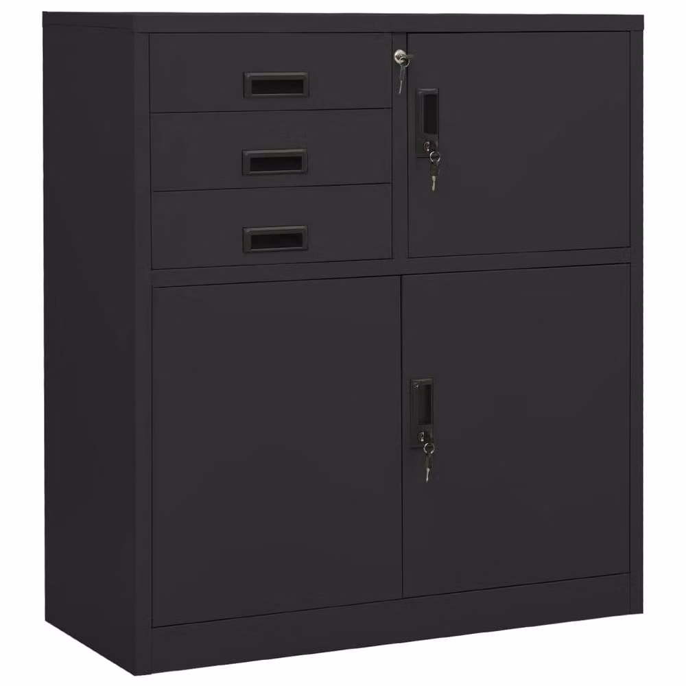 Berkfield Home Office Cabinet in Anthracite and Black Steel, W/D/H: 90 x 40 x 102 cm – 1