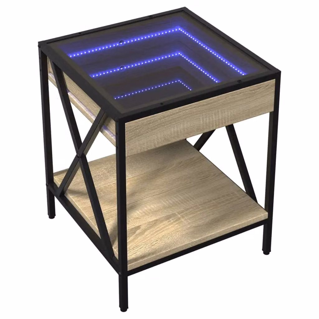 Berkfield Home Infinity LED Coffee Table in Sonoma Oak Brown, W/D/H: 40 x 40 x 49 cm – 3