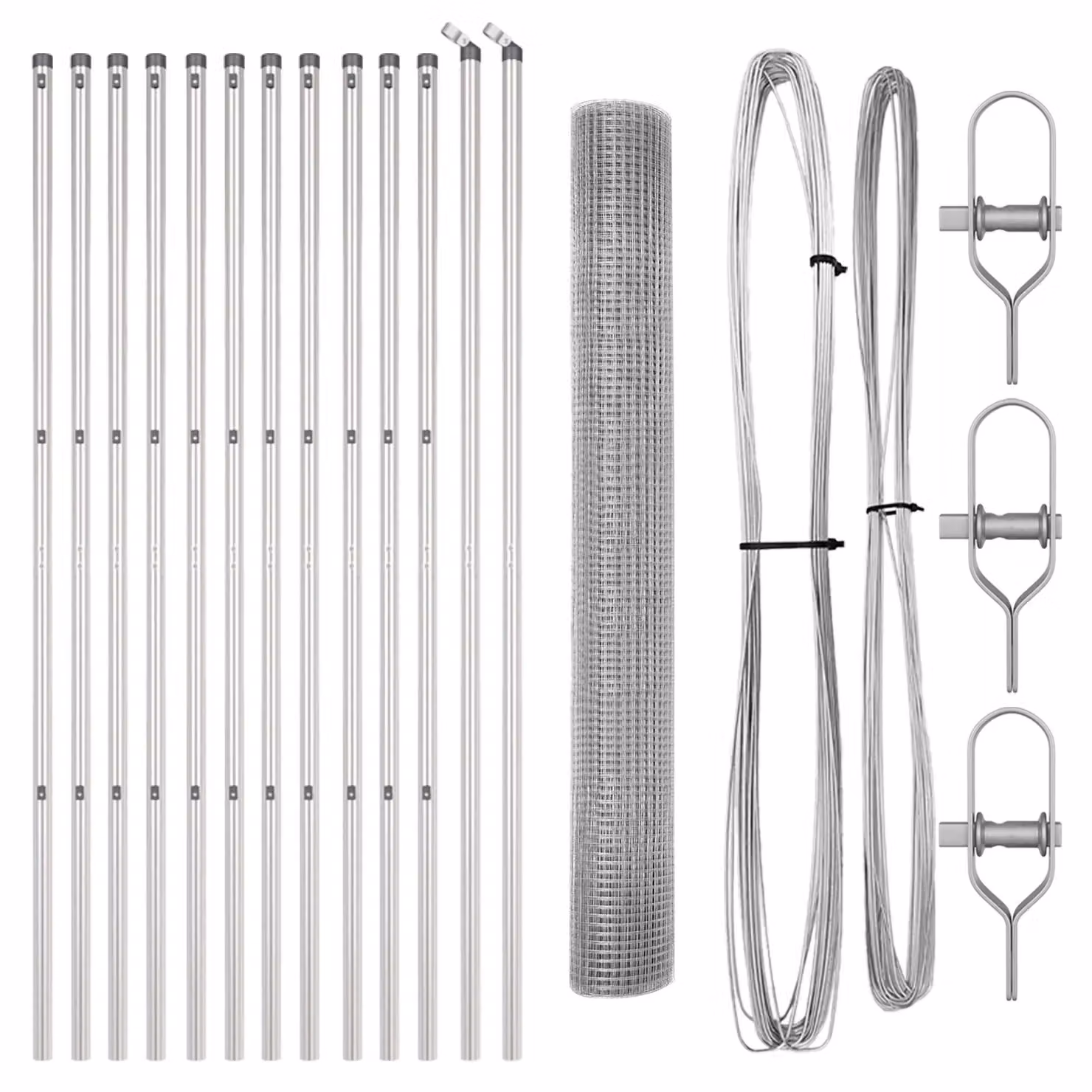Berkfield Home Silver Galvanised Steel Single-Bar Welded Wire Fence with 13 Round Posts, 1 x 25 m – 2