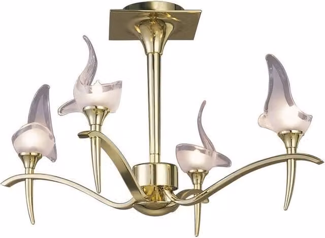 Netlighting Viena Semi Flush Round 4 Light G9 Ceiling Lamp in Polished Brass and Gold – 1