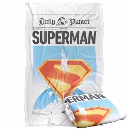 Warner Bros. Superman (2025) Daily Planet Front Page Super Soft Fleece Throw Blanket, Multicolour, W/D/H: 91 x 147 cm – 1