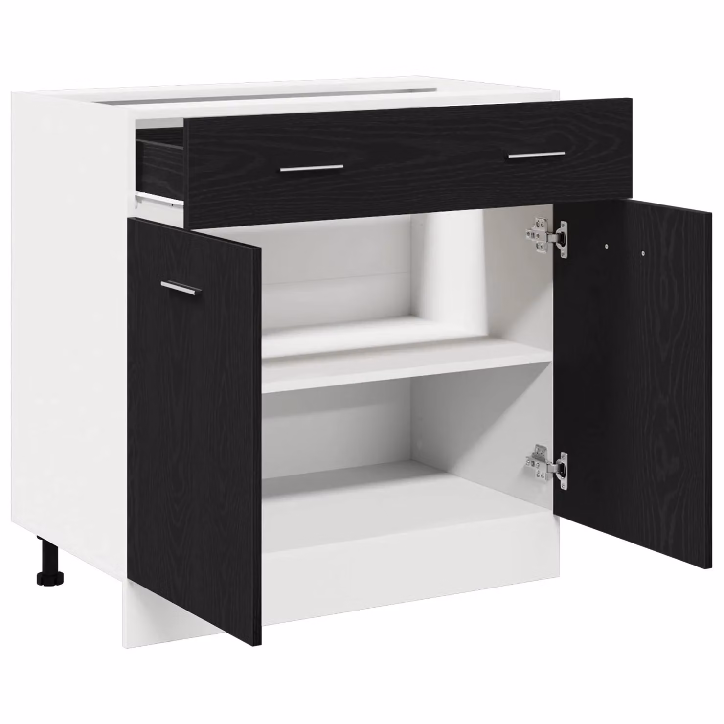 Berkfield Home Black Oak Cabinet with Drawer, W: 80 cm, D: 46 cm, H: 81.5 cm – 3