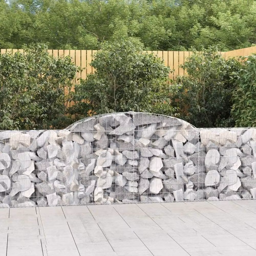 Berkfield Home Decorative Arched Gabion Baskets, 8 Piece Set, Galvanised Steel, Silver, W: 300 cm, D: 30 cm, H: 80-100 cm – 2