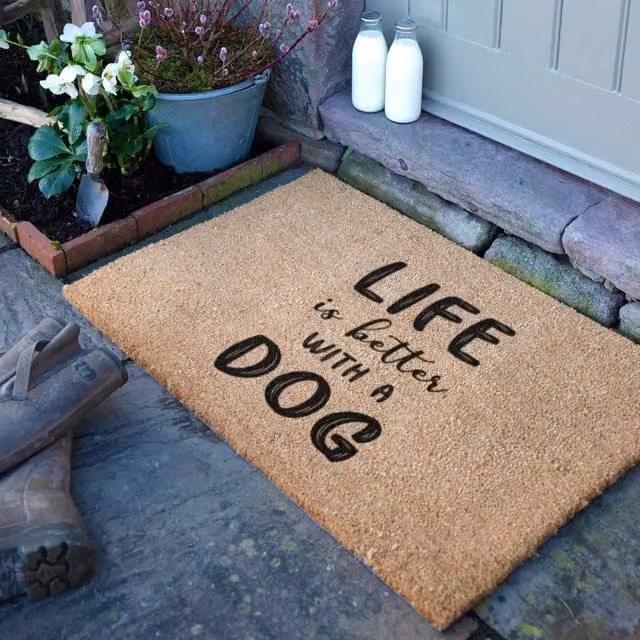 Artsy Mats Life Is Better With A Dog Doormat, Brown, W: 90 cm, D: 60 cm – 1