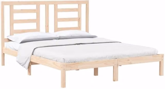 Berkfield Home Beautiful Solid Wood Pine Bed Frame in Natural – 1