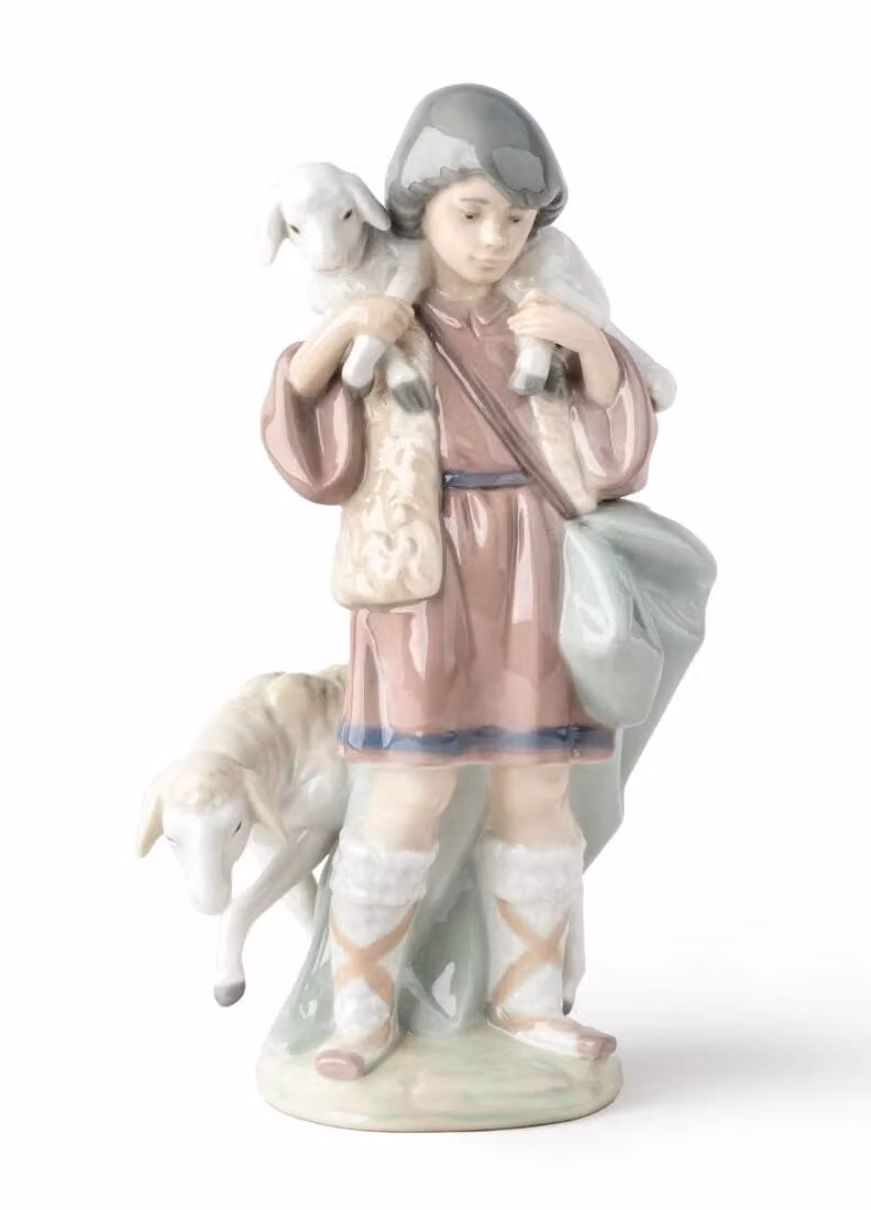 Lladró Shepherd Boy Nativity Porcelain Figurine in Multicolour