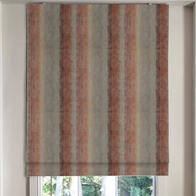 Linda Barker Home Spice Made To Measure Blackout Roman Blind in Orange Red Multicolour Striped Textile
