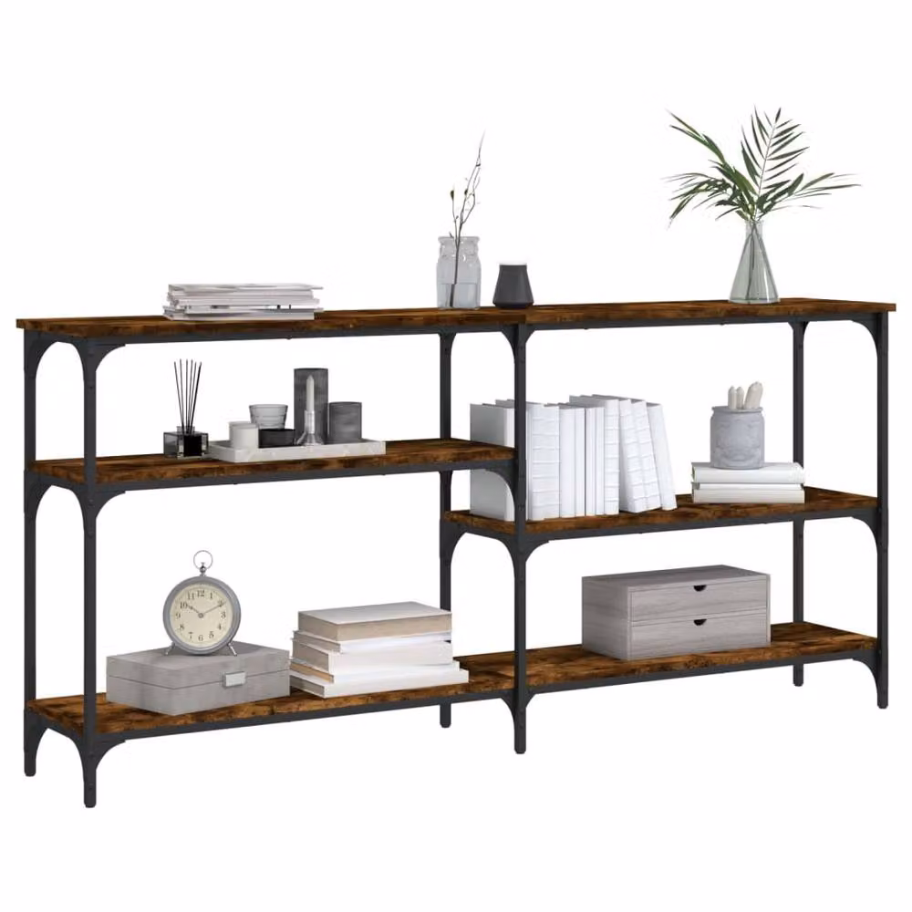 Berkfield Home Smoked Oak Console Table in Brown, W/D/H: 160 x 29 x 75 cm – 3