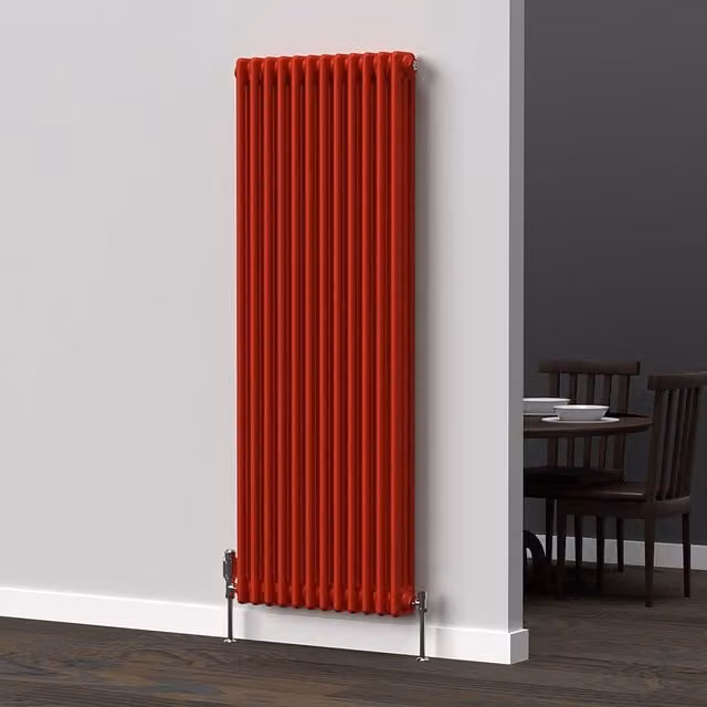 Lux Heat Vertical Coloured Column Radiator in Poppy Red, H 150 cm x W 56 cm