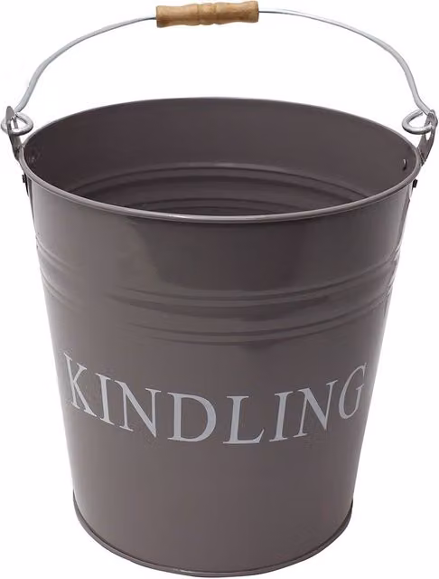JVL Charlton Metal Kindling Wood Bucket with Handle - Grey – 1