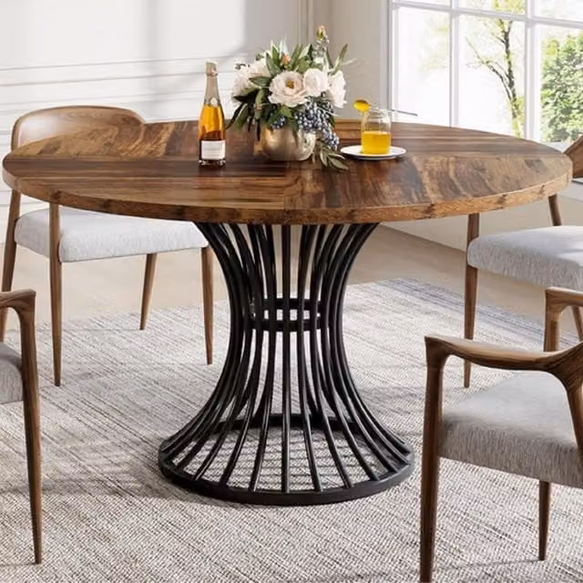 PHD Furniture AXIS Round Dining Table, Brown, Diameter: 120 cm, Height: 75 cm