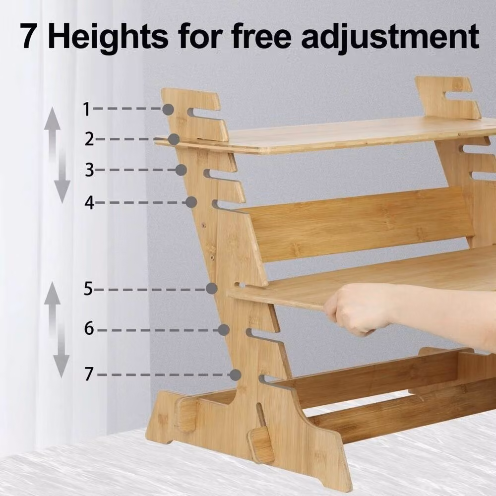 VOGREX Adjustable Standing Desk Riser Converter and Monitor Stand in Light Oak – 2
