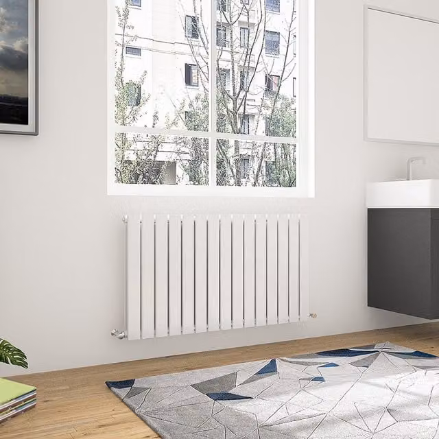 AicaBathroom Horizontal Flat Panel Double Steel Radiator in White, W: 102 cm, H: 60 cm