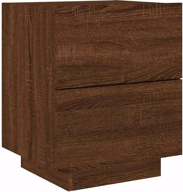 Berkfield Home Decorative Bedside Cabinet with Integrated LED Lights in Brown Oak – 1