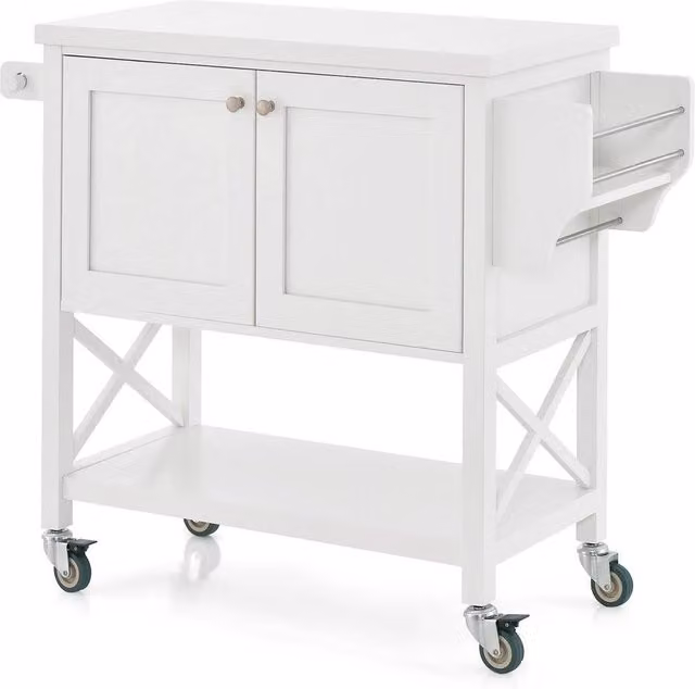 VOGREX Wheeled Kitchen Storage Trolley with 2 Door Cabinets in White – 1