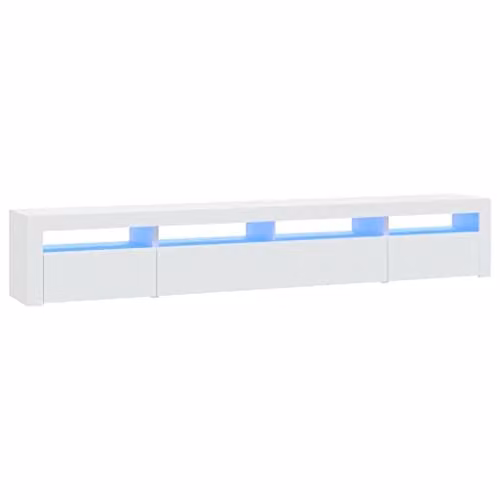 vidaXL Modern White Glossy TV Cabinet with Integrated LED Lighting W: 240 cm, D: 35 cm, H: 40 cm – 1