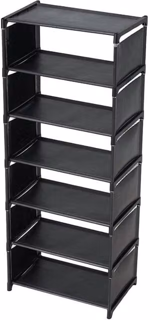 KORVIXA Black 7-Tier Narrow Shoe Rack with Adjustable Shelves, W/D/H: 42.2 x 25.7 x 105.7 cm – 1