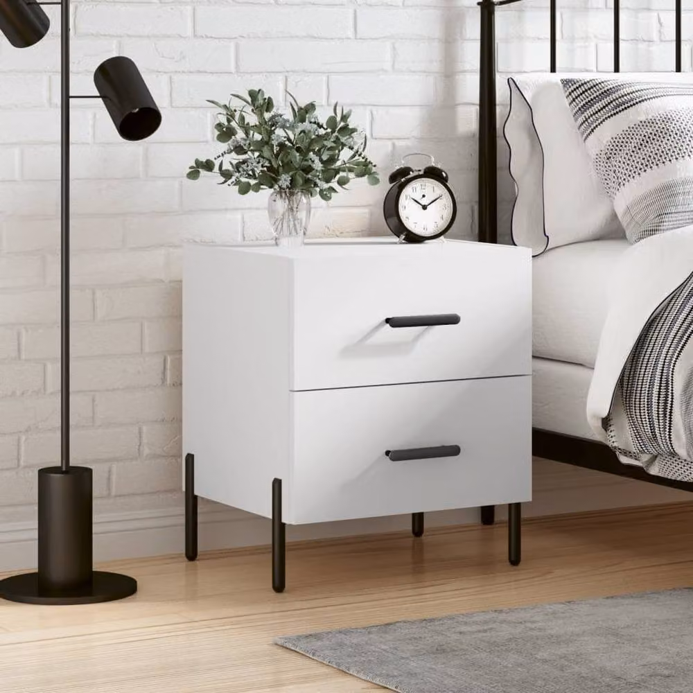 Berkfield Home White Modern Bedside Cabinet W/D/H: 40 x 35 x 47.5 cm – 2