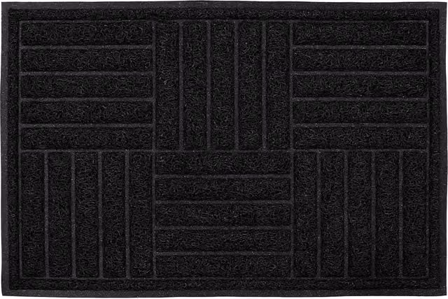 JVL Black Spaghetti Scraper Mud Grabber Doormat, W: 60 cm, D: 40 cm