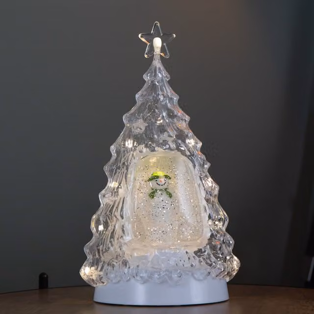 Samuel Alexander The Snowman Battery Operated Light Up Christmas Tree Water Spinner with LEDs in White and Silver, Height: 33 cm