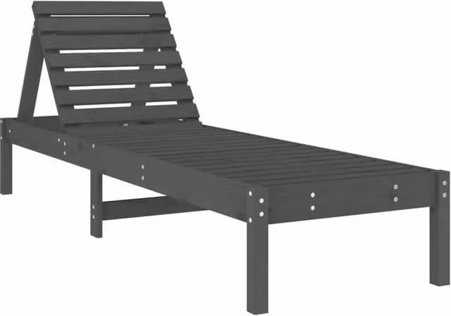 Berkfield Home Set of 2 Grey Sun Loungers in Solid Pine Wood, W/D/H: 199.5 x 60 x 74 cm – 1