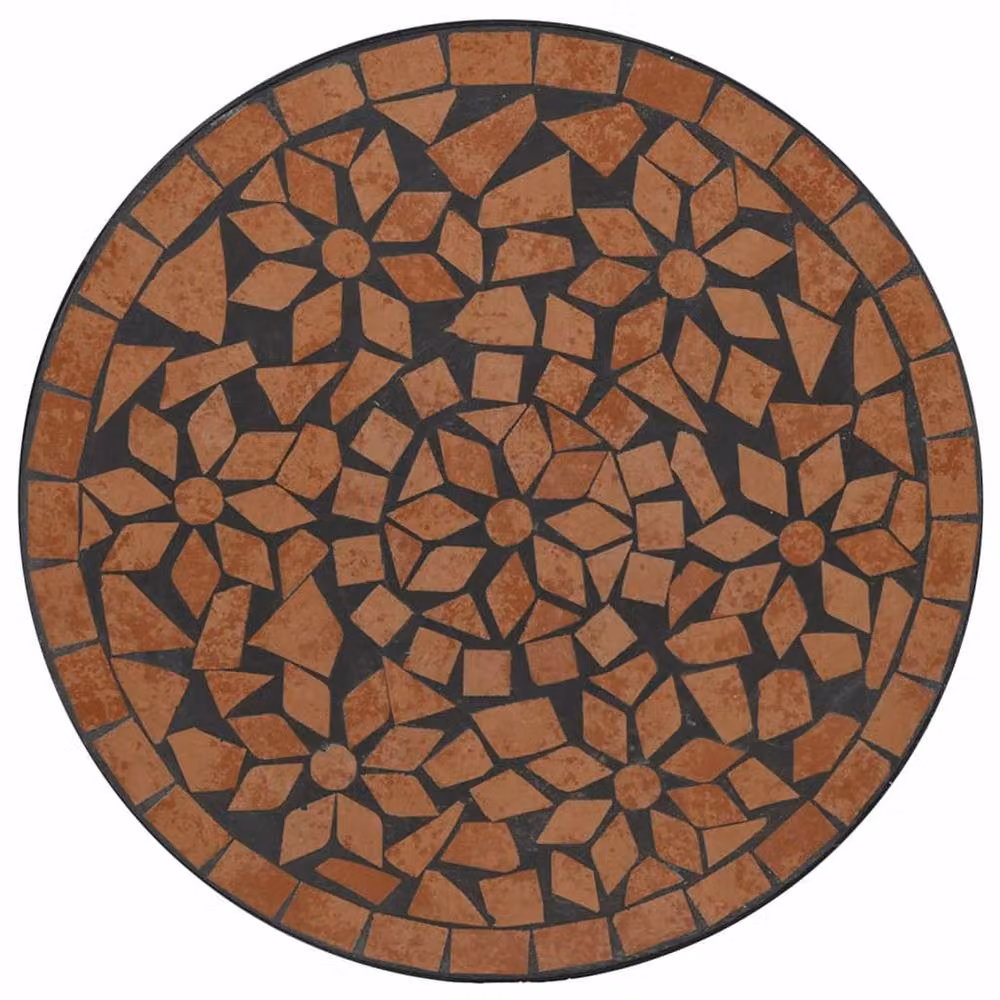 Berkfield Home Mosaic Bistro Table in Burnt Orange Ceramic and Powder Coated Steel, W/D/H: 50 x 70 cm – 3