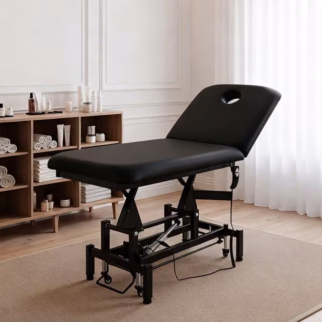 Livingandhome Modern Electric Adjustable Beauty Bed for Massage and Spa, Black