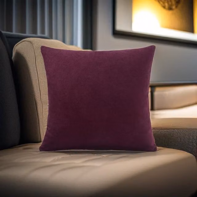 Luxor Living Velvet Chenille Square Cushion in Purple, W/D/H: 55 x 55 x 55 cm
