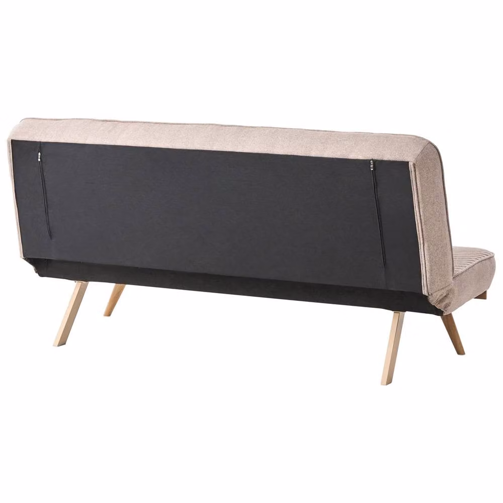 Wyld Haus 2 Seater Scandinavian Click Clack Sofa Bed in Brown and Beige Fabric with Metal and Wood Frame, 140 x 190 cm – 2