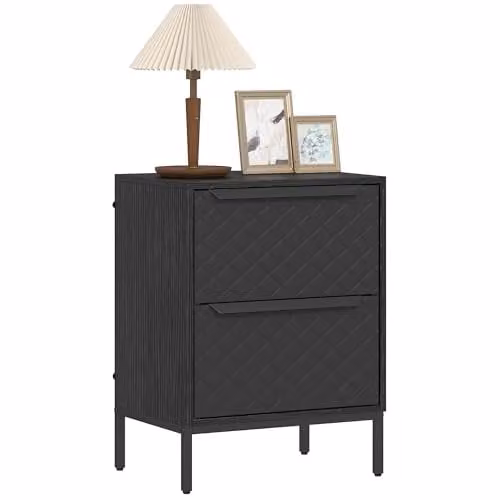 HOMCOM Modern Black Chest of Drawers with Metal and MDF Construction