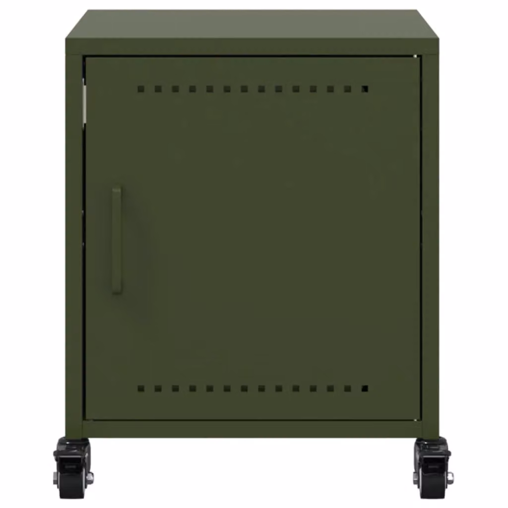 Berkfield Home Set of 2 Metal Bedside Cabinets in Olive Green, W/D/H: 36 x 39 x 43.5 cm – 3