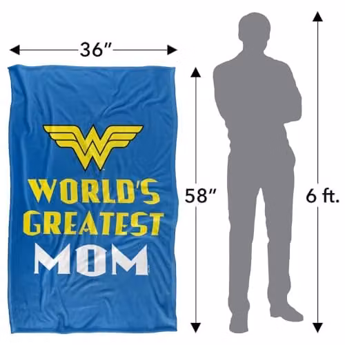 LOGOVISION Wonder Woman Worlds Greatest Mom Super Soft Fleece Throw Blanket, Multicolour, W: 91.44 cm, L: 147 cm – 4