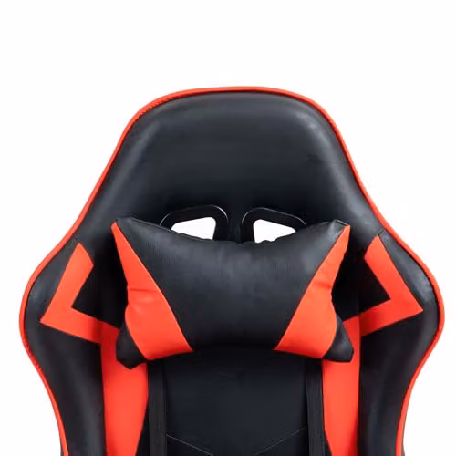 Home Treats Red and Black Gaming Chair with PU Leather Racing Bucket Seat, Adjustable Height, Lumbar Support and Headrest – 4