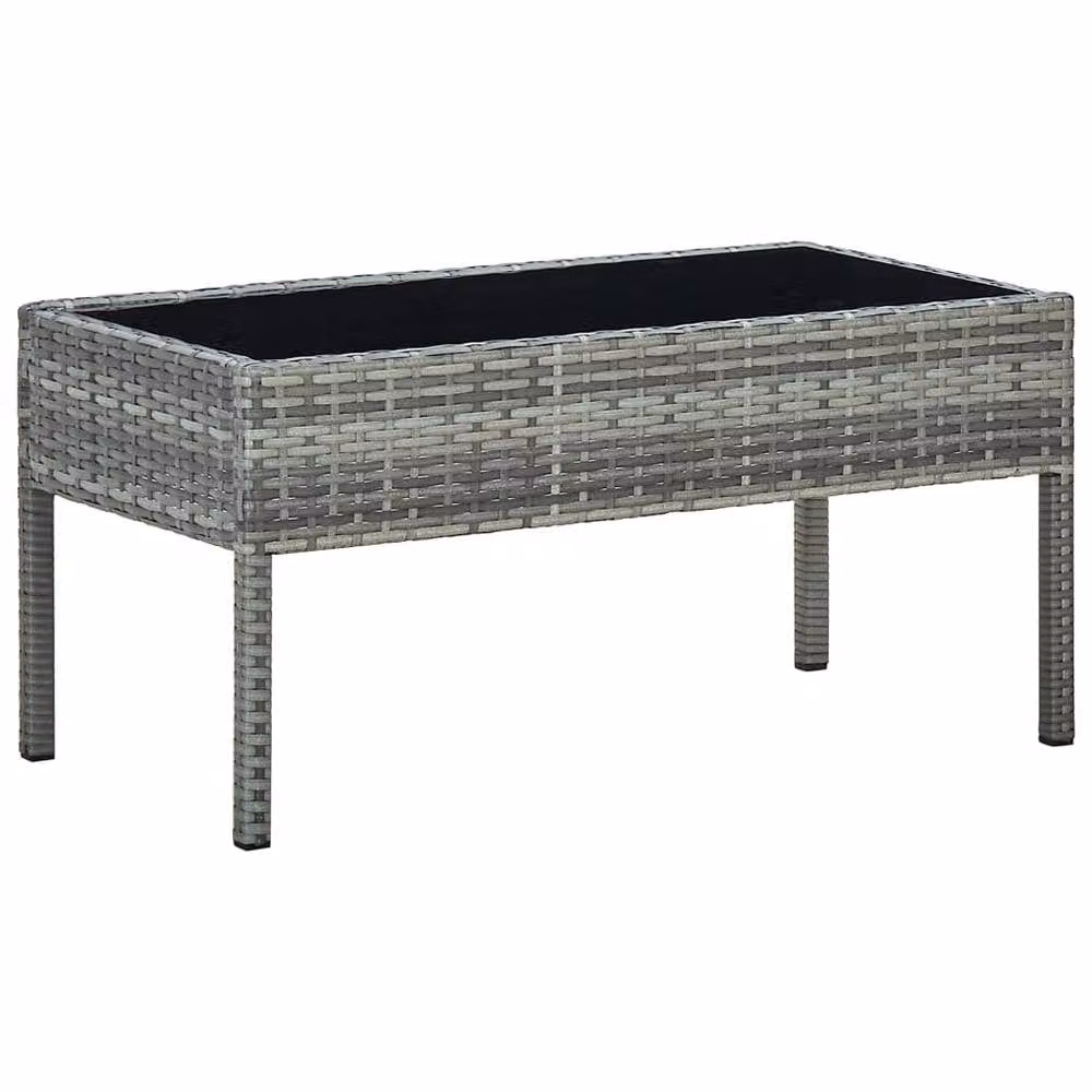 Berkfield Home Grey Poly Rattan Garden Table W: 75 cm, D: 40 cm, H: 37 cm – 1