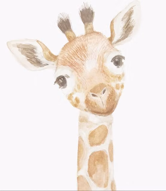 Mamas & Papas Welcome to the World Giraffe Paper Poster Wall Art in Multicolour and Brown
