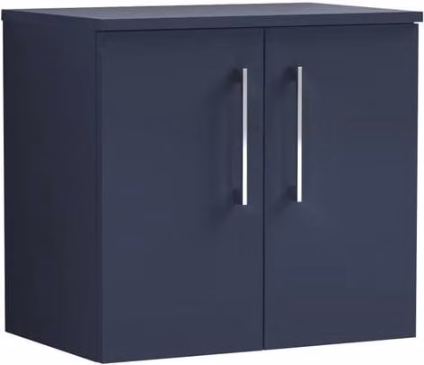 Balterley Level 600mm Wall Hung 2 Door Vanity Unit with Worktop in Midnight Blue