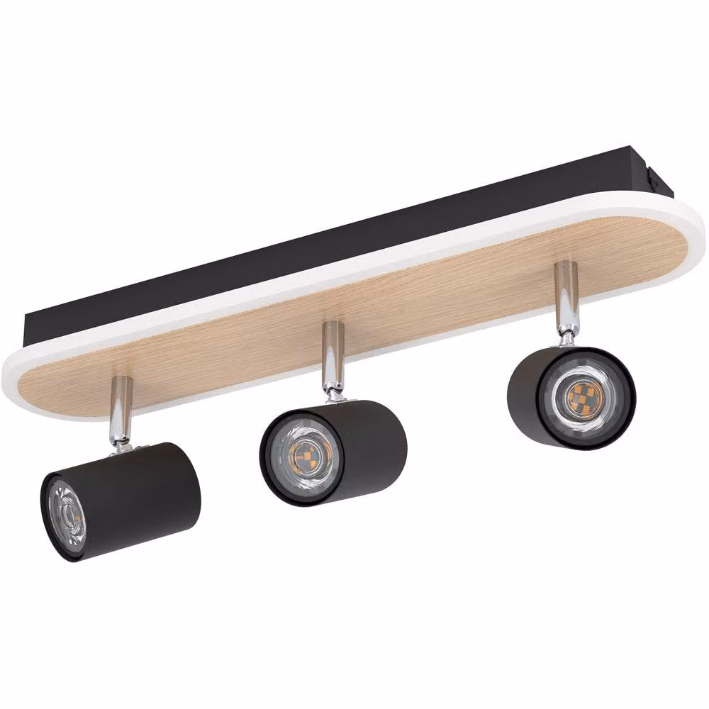 Loops Modern Triple LED Ceiling Spotlight in Black and Brown with Adjustable Metal Lamps with Bulbs Included – 2