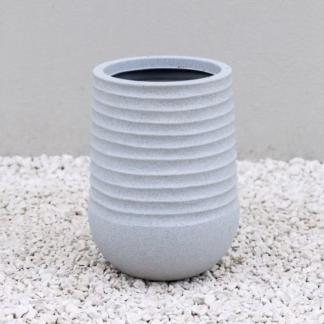 Primrose Tall Round Flower Planter Outdoor Patio Plant Pot in Beige and Yellow