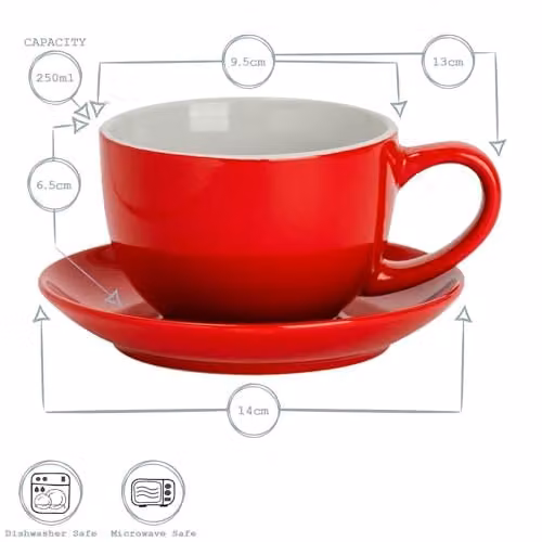 Argon Tableware 12 Piece Stoneware Cappuccino Cup and Saucer Set in Blue and Yellow – 2