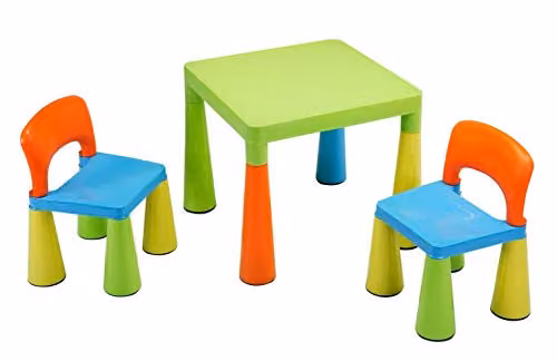 Liberty House Toys Plastic Childrens Table and 2 Chairs Set, Multicolour, H 45.5 cm x W 50.8 cm x D 50.8 cm – 2