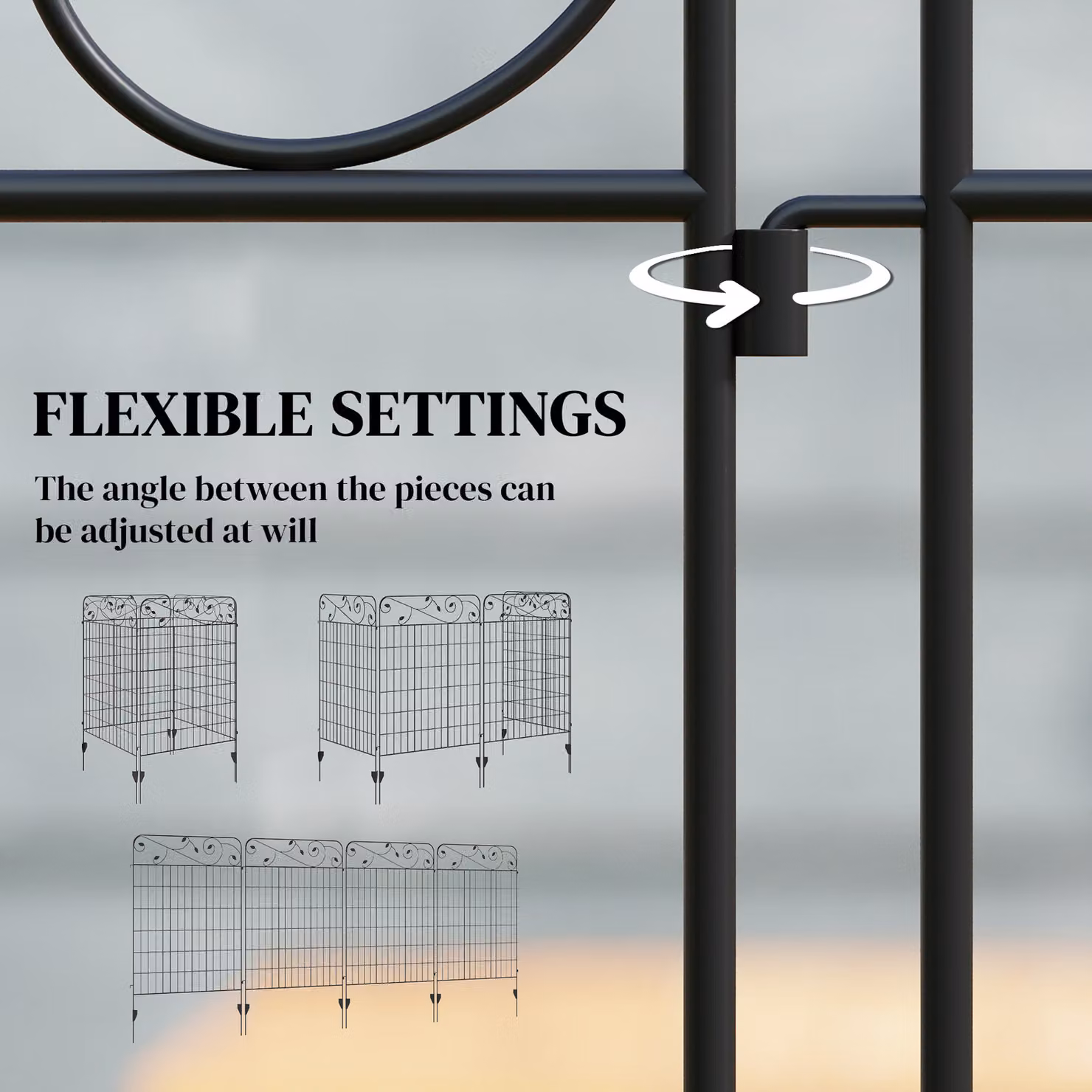 Outsunny Black Metal Decorative Garden Fence Panels, 4-Piece Set – 4